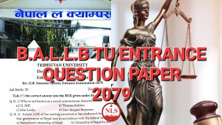 BALLB TU Entrance Question paper 2079 [upl. by Duer]