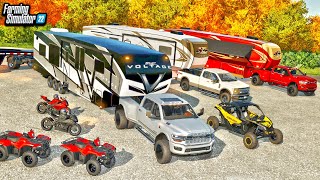 MILLIONAIRE REDNECK CAMPING amp ATV RIDING 45FT TOYHAULER amp DIESEL TRUCKS  FARMING SIMULATOR 22 [upl. by Lexy]