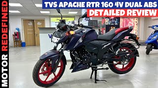 Finally 2024 TVS Apache RTR 160 4V Dual Channel ABS Review  On Road Price Mileage amp Changes [upl. by Hort]