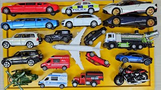 All Diecast Cars on Track Ambulance Police Car Fire Rescue Truck Airplane Military Helicopter [upl. by Yr]