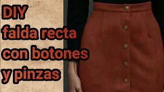 Falda recta con botones  súper hermosa y fácil [upl. by Llirrehs]