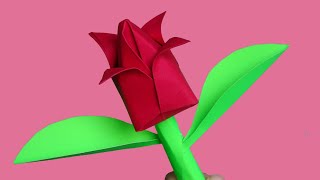 Tulipán de papel  Flores de origami fáciles de hacer [upl. by Gargan]