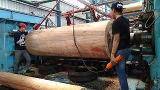 PENGOLAHAN KAYU DI PABRIK PLYWOODTRIPLEK BAGIAN PEELING ATAU GULUNG VENEER [upl. by Reteip]