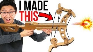 HOMEMADE Cardboard Crossbow That Shoots DIY [upl. by Lonne]