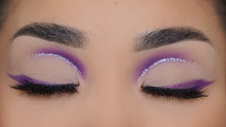 Purple Eyeshadows With Glitter Liner  Hooded Eyes [upl. by Lud710]