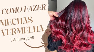 COMO FAZER MECHAS VERMELHAS  FRANCY HAIR  CABELEREIRA [upl. by Oneladgam600]