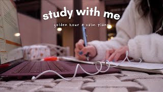 1 hour study with me golden hour with calm piano tracks timer included [upl. by Queston240]