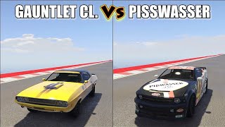 GAUNTLET CLASSIC VS PISSWASSER DOMINATOR SPEED TEST DRAG RACE  GTA 5 ONLINE [upl. by Einattirb478]