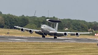 Boeing E3D Sentry AEW1 707300 Royal Air Force arrival at RAF Fairford RIAT 2018 AirShow [upl. by Paolo]