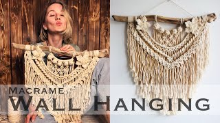 DIY Tutorial Macrame Wall Hanging Boho for beginners [upl. by Helsa]