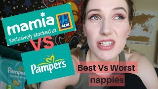 PAMPERS VS MAMIA ALDI  A NAPPY COMPARISON AND REVIEW [upl. by Eanrahc]