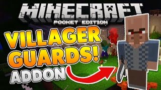 VILLAGER GUARDS in MCPE Minecraft PE Addon Pocket Edition [upl. by Diao]