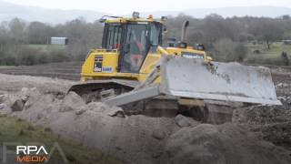 Caterpillar and Komatsu equipment on a quarry overburden stripping project [upl. by Kalk]