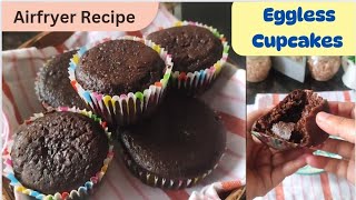 Airfryer recipe। Eggless chocolate cupcakes in airfryer। Airfryer cake recipe। Mybasickitchen [upl. by Atirrehs]