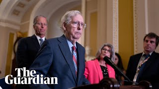 Republican Senate leader Mitch McConnell freezes during remarks to reporters [upl. by Ycrep856]