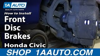 How to Replace Front Brakes 9000 Honda Civic [upl. by Idnod269]