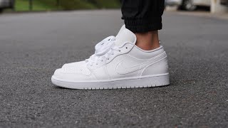 Air Jordan 1 Low Triple White  REVIEW amp ON FEET [upl. by Denise]