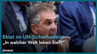 Eklat im UNSicherheitsrat zwischen Generalsekretär Guterres und Israels Außenminister Cohen [upl. by Haliak145]