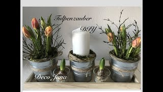 DIY Frühlingsdeko Tischdeko mit Tulpen  Deko Jana [upl. by Brenner]