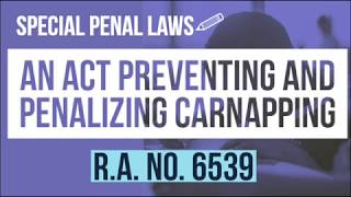 Anti  Carnapping Law RA No 6539 Audio Codal [upl. by Skipper]