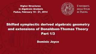 Dominic Joyce  Shifted symplectic derived algebraic geometry 13 [upl. by Ayidah543]