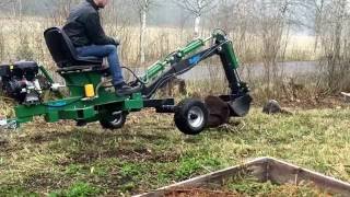 Kellfri towable ATV backhoe towing and using in transport mode [upl. by Chara]