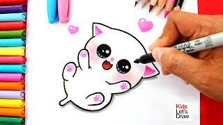 Aprende a dibujar un GATITO BEBÉ Kawaii  How to Draw a Cute Baby Kitten [upl. by Naujal]