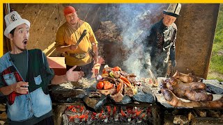 Hunters Barbecue on Stones in Kyrgyzstan 🇰🇬 Osh Bazaar Street Food Tour in Bishkek [upl. by Anayia]