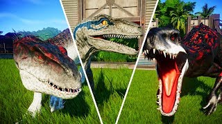 Indoraptor vs Indominus Rex vs Blue  Jurassic World Evolution [upl. by Ytisahc]