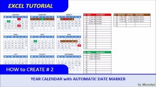 How to Create Excel Calendar for Specific Year with Automatic Date Marker [upl. by Ocana]