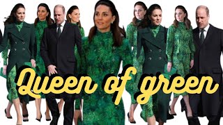 HRH Princess Kate excels in shades of emerald Alessandra Rich dress at republic of Ireland [upl. by Lilybel]