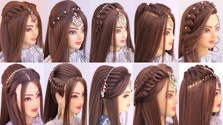 10 super Elegant open hairstyle for wedding l bridal hairstyles kashees l engagement look [upl. by Akemej]