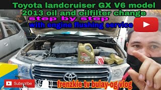 Toyota land cruiser Gx v6 model 2013 oil and oilfilter change with engine flushing service [upl. by Aerdnu366]