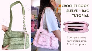 Crochet Book Sleeve  Bag Tutorial  Pocket Options amp Convertible Straps  Cozy Crochet Series EP 5 [upl. by Fu]