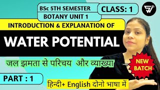 Introduction to Water PotentialFull ExplainationWater Potential in PlantsBSc 5th Sem Unit 1 [upl. by Delcine]