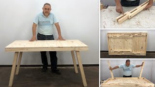 MESA CON PATAS PLEGABLES DE MADERA PASO A PASO FÁCIL  TUTORIAL DE CARPINTERÍA [upl. by Aihsena]