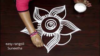 Simple cute muggulu designs  easy rangoli by Suneetha  new kolams [upl. by Berkie]