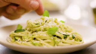 Barilla  How to make Spaghetti alla Nerano with Pesto Genovese [upl. by Enomis]