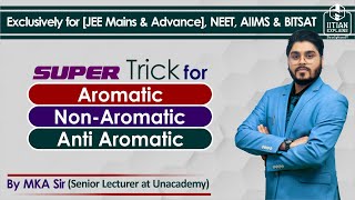 Supertricks for Aromaticity Antiaromaticity and nonaromaticity  Explain by IITian  Jee Advance [upl. by Erdua]