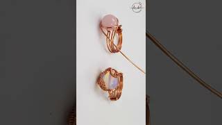 shortsvideo  sea waves Ring with spherical stone  jewelry from copper wire handmade diy craft [upl. by Kcirtap]