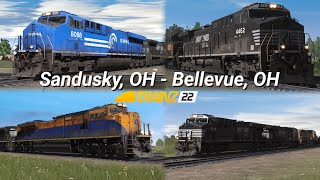 Trainz 22 Sandusky OH – Bellevue OH Railfanning  NS CSX CP KCS CR PC and CNJ Heritage [upl. by Annaeiluj]