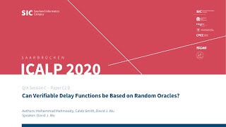 C2D – Can Verifiable Delay Functions be Based on Random Oracles [upl. by Troy]