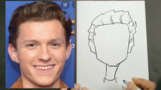 How to Draw a easy Caricature of Tom Holland [upl. by Cornwall]