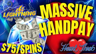 🤑 MASSIVE JACKPOT HEART THROB HIGH LIMIT LIGHTNING LINK SLOT MACHINE 75 spin JACKPOT IN LAS VEGAS [upl. by Glynas64]