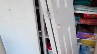 Installing bifold doors Install BiFold closet reinstall door How to repair replace adjust secure [upl. by Yeoz]