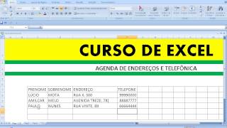 Curso de Excel Agenda de endereços aniversários e telefônica personalizada Parte 01 [upl. by Aicxela]