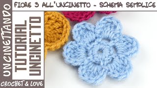 Come fare un fiore con 6 petali alluncinetto  Fiore 3 della Collezione di Fiori e Foglie [upl. by Anined]