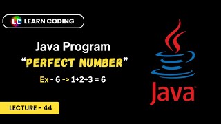 Java program to check weather a number is Perfect or Not  Learn Coding [upl. by Alphonsine]