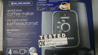 REVIEWUNBOXING Baumann Grind and Brew Coffee Maker plus first brew [upl. by Onoitna807]