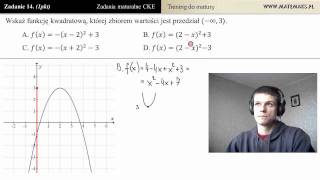 Zad 14 Funkcja kwadratowa  zbiór wartości trening do matury [upl. by Rett515]